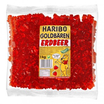 Haribo Goldbären - SORTENREIN rot - Erdbeer 1kg 